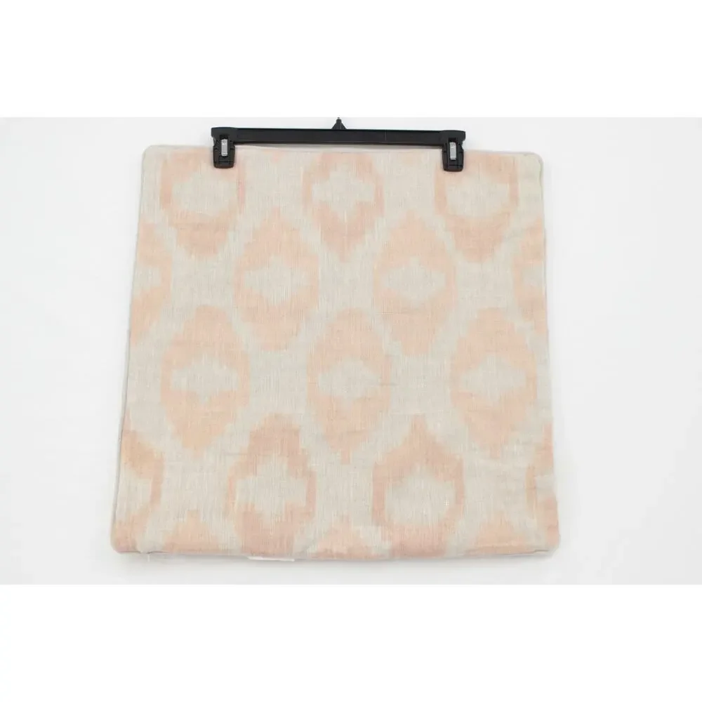 Two VILLA Southwestern Chic Pillow Covers 22 X 22 Peach Beige Linen Cotton